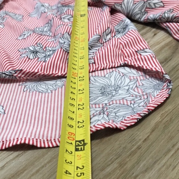 Haute Project Candy Striper Floral Balloon Sleeve Shirt M - Picture 8 of 9